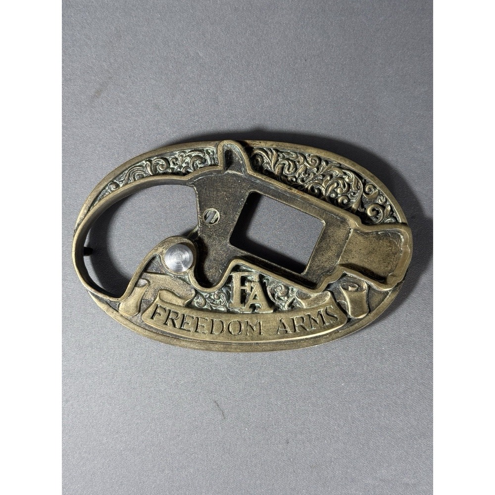 Vintage Freedom Arms Brass Belt Buckle Only For Mini Revolver USA Rare